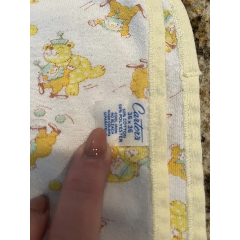 Vintage Carters Matching Baby Blanket & Changing Table Cover Unisex Clown & Bear